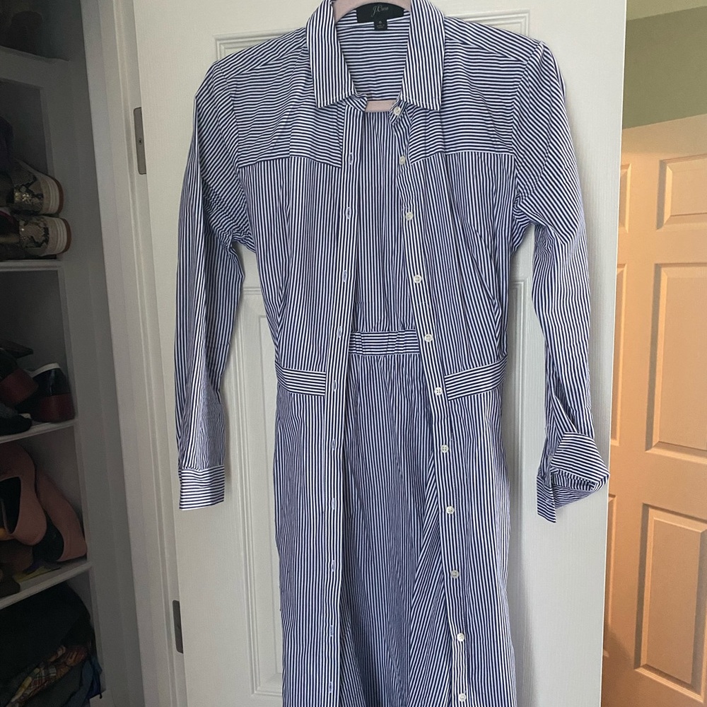 Blue stripped J Crew shirt dress